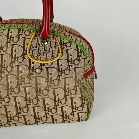 VINTAGE CHRISTIAN DIOR 2004 RASTA PRINT BOWLING BAG - Picture 3 of 12